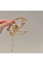 GOLD METAL STEEL SPRING KNOB BUCKLE PEARL DANGLE CAT DETAILED BUCKLE - 2