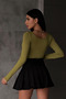 Women's Oil Green Princess Collar Blouse - 4