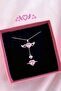 Movable Wing Heart Steel Necklace And Silver Zircon Adjustable Pandora Ring - 2