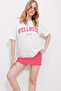 Pink Crew Neck Printed Oversize Cotton T-Shirt Alc-X11588