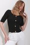 Women's Black Kiss Collar Button Detailed Knitwear Blouse ALC-X11559 - 4