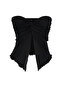 Siyah Buzzy Kalp Yaka Büzgülü Esnek Crop Örme Bluz TWOSS24BZ00204 - 7