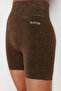 Kahverengi Seamless/Dikişsiz Yıkamalı Örme Spor Şort/Kısa Tayt THMSS23TY00034