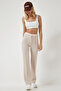 Women's Cream Lacing Detailed Knitted Trousers RV00157