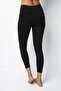 Women's Cotton Fabric Elastic Waist Long Black Tights - 2