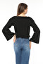 Women's Black Spanish Sleeve Openwork Fine Knitwear Sweater - 6