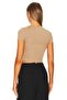 Women Beige Cycling Neck Jarse Crop Top - 3