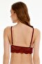 Women's Lace Cross Strap Bralet Bustier - Bra2026 Bordo - 3