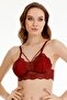 Women's Lace Cross Strap Bralet Bustier - Bra2026 Bordo