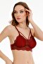 Women's Lace Cross Strap Bralet Bustier - Bra2026 Bordo - 2