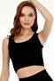 Women's Corded Fabric Fabric Thick Strap Crop Bustier - Crop105 Black