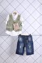 1-5 Years Safari Themed Concept Birthday Patterned Vest Linen Shirt with Capri Bag Boys B - 2