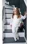 Trendy Girl's 3-Piece Knitwear Set with Hair Band, Trousers, Open Sides and Tie Detail Sweaters - 2