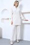 Women's Vanilla Corded Comfortable Balloon Sleeve Knitwear Tunic Pants Bottom-Top Set - 5