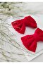 Girl's Red Buckle Scalloped Handmade Bow Kilps Buckle Set - 6