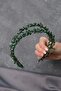 Green Talya Double Row Beaded Bridal Henna Crown - 2