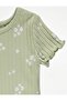 Green Floral Ribbed Top and Leggings Set - 3