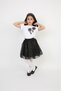 Girls' Set Silvery Skirt Black Floral Badi April 23 Show Outfit Tutu Skirt
