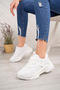 Women's White Skin High Sole Lace-Up Sports Shoes - 3