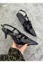 Clara Black Patent Leather Belted Heeled Shoes - 7