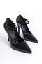 Black Women's Heeled Stiletto Shoes - Evening Dress - 8