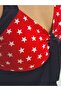 Women's White Star Patterned Dress with Six Shorts - 3
