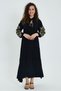 Women's Black Sleeves Embroidery Detailed Long Sleeve Ethnic Authentic Long Dress - 2