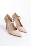 Beige Women's Heeled Stiletto Shoes - Evening Dress - 3