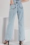 Layza Light Blue Snow Wash Extra High Waist Wide Leg Palazzo Loose Jean Trousers - 6