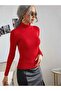 Unisex Smoked Fire Red Cotton Turtleneck Lycra Camisole Slimfit Turtleneck Sweater - 3