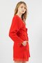 Women's Red Fleece Long Sleeve Lace Short Dressing Gown - 3