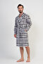 Men's Fleece Raft Collar Long Sleeve Long Dressing Gown
,203087 - 3
