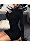 Long Sleeve Half Turtleneck over Knee 80cm Dress - 3