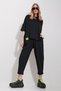 Women's Black Crew Neck Asymmetrical Cut Embroidered Blouse and Pants Set ALC-X11604 - 5
