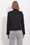 Women's Black Lined Single Button Jacket ALC-X11608 - 5
