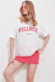 Pink Crew Neck Printed Oversize Cotton T-Shirt Alc-X11588 - 4