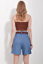 Women's Blue Straw Knit Belted Gabardine Shorts ALC-X10271 - 4
