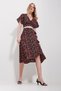 Women's Black Double-breasted Collar Floral Patterned Blouse and Ruffled Skirt Woven Viscose Suit ALC-X11592 - 3