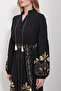 Black Judge Collar Belted Double Slit Linen Dress Alc-X11570 - 6
