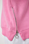 Women's Light Pink Zip-Detail Brushed Inside Knit Sweatshirt UB00148 - 6
