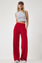 Women's Red High Waist Stretchy Sweatpants BF00030 - 3
