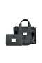 Hishi Rj Tote Bag Anthracite Waxed Canvas Bag Black Shoulder Strap
