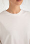 Cotton Oversize/wide Fit Crew Neck Basic T-shirt White - 3