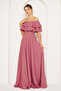 Carmen Collar Detail Off-Shoulder Woven Draped Fabric Maxi Length Flared Evening Dress - 3
