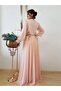 Women's Powder Hijab Chiffon Evening Dress - 3
