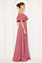Carmen Collar Detail Off-Shoulder Woven Draped Fabric Maxi Length Flared Evening Dress - 5