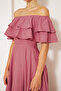 Carmen Collar Detail Off-Shoulder Woven Draped Fabric Maxi Length Flared Evening Dress - 7