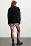 Allys Women's Crew Neck Oversize Basic Black Sweatshirt - 5