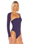 Women's Purple Asymmetrical Cut Silk Jersey Bodysuit - 3
