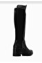 Black Knee-Length Miracle Boots with Stone Detail, Can Be Stretched by All Chimneys - 3